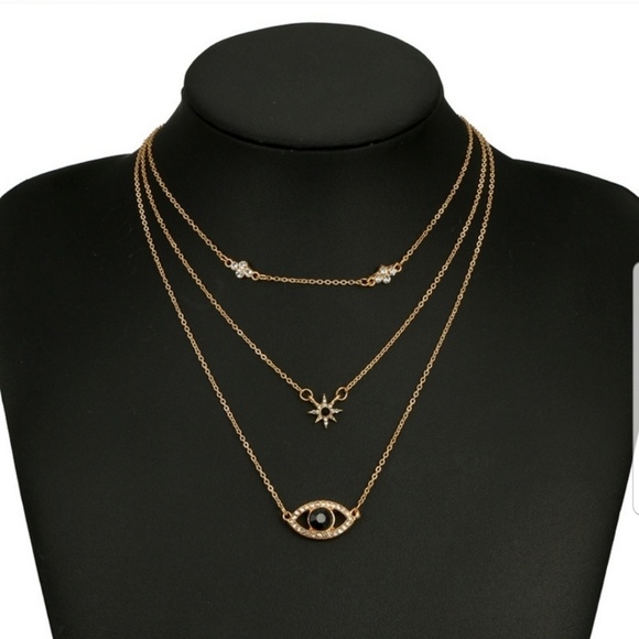 Layered evil eye necklace - Picture 2 of 2